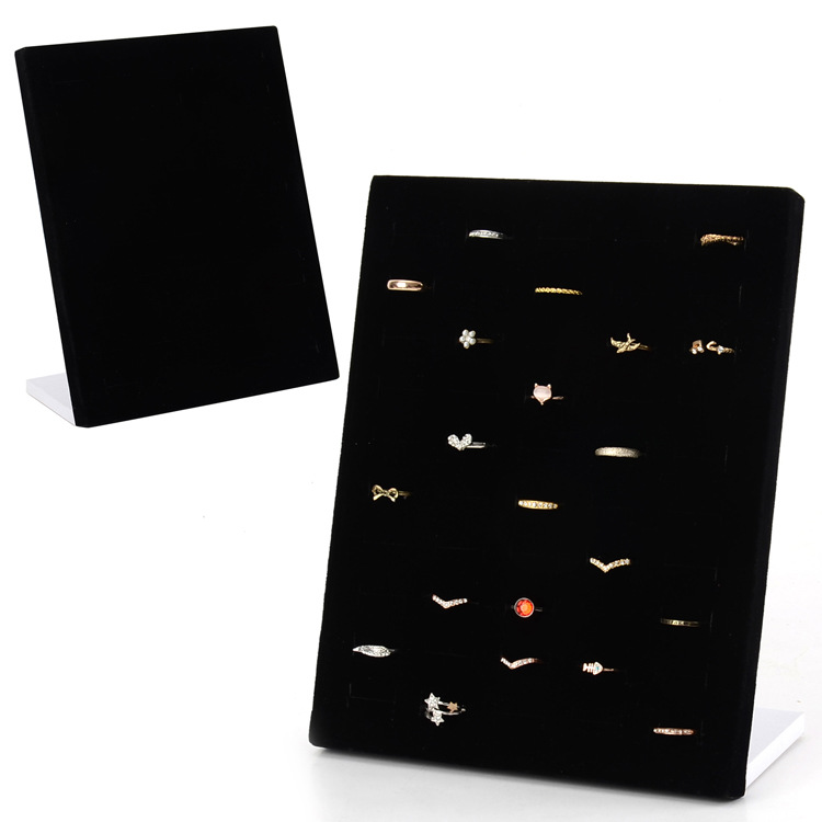 in stock wholesale L-shaped 50 flannel ring display board 50 ring sales display stand jewelry display props