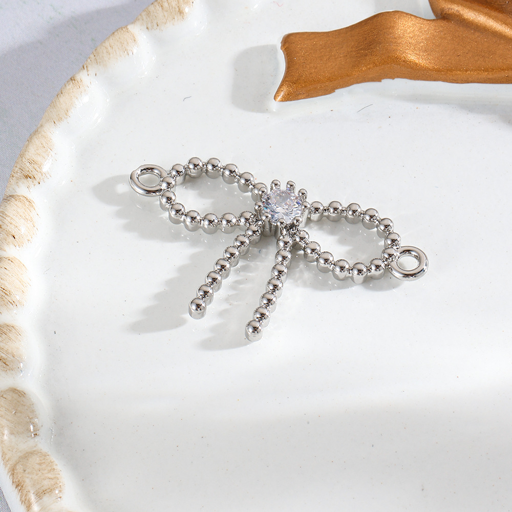 Picture of Cross-border Hot Fashion Zircon Bow Double Hole Connector Bracelet Necklace DIY Jewelry Handmade Accessories