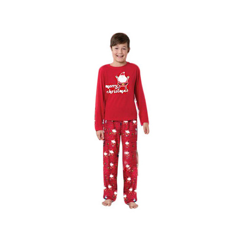 Picture of European and American Christmas Red Parent-Child Printed Christmas Home Clothes Pajamas Two-Piece Set