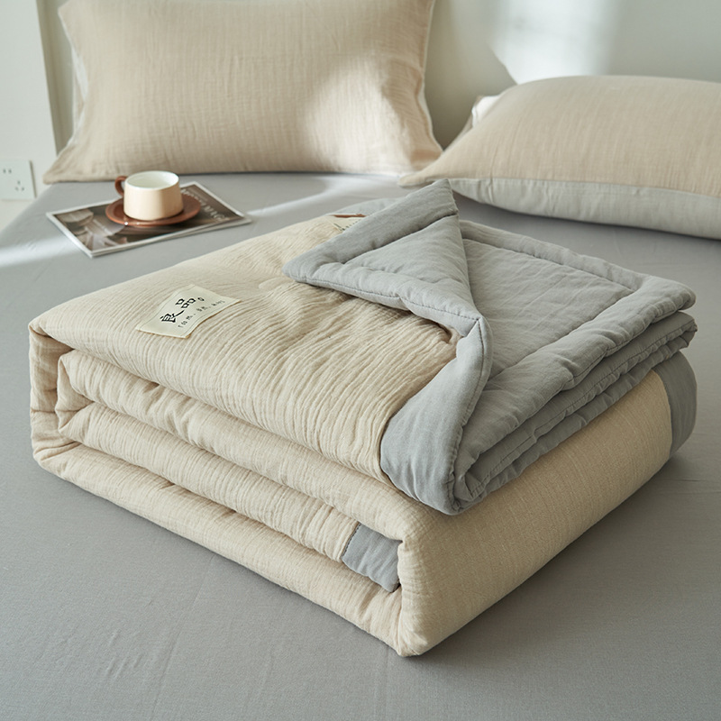 Picture of 2025 new class a double-layer yarn good soybean summer quilt four-piece set 100*150cm single summer quilt double-layer yarn-