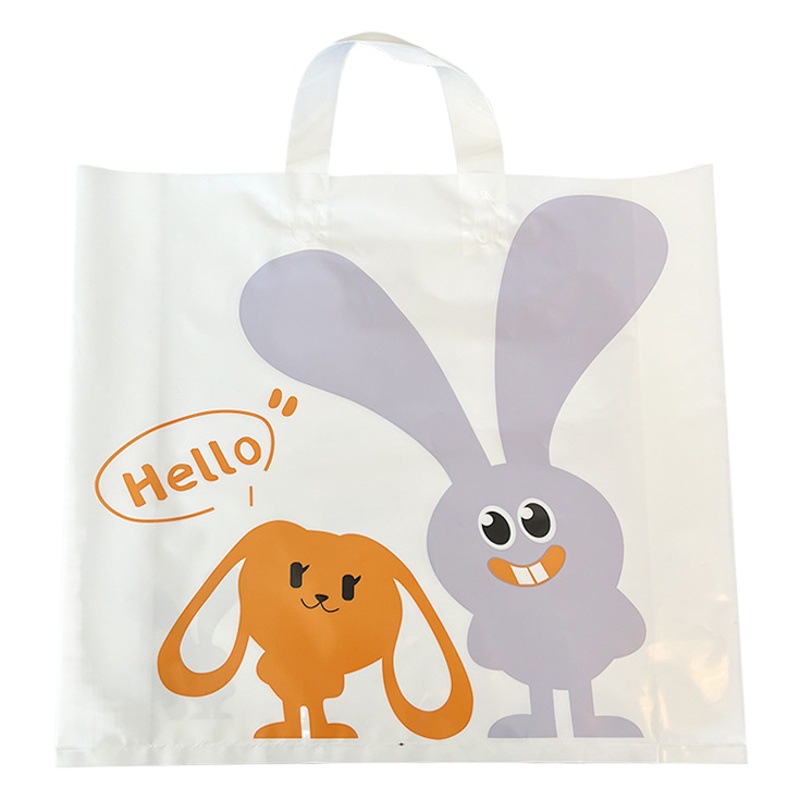 Rabbit Transparent Handbag New Year Cartoon Plastic Children's Clothing Bag Cute Clothes Shopping Bag Clothing Store Bag Wholesale