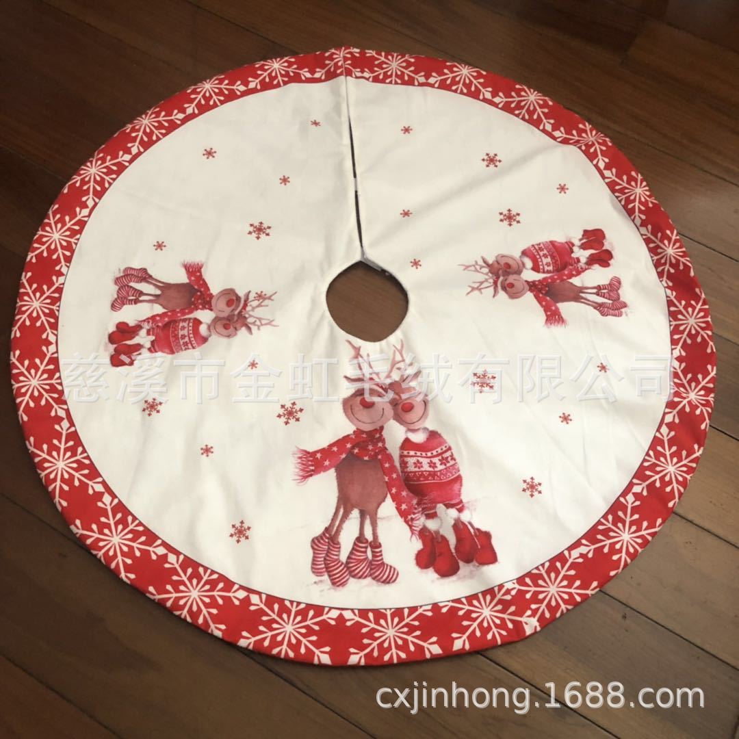 [Jinhong Christmas tree skirt] cross-border Christmas tree skirt short plush printed Christmas decorative skirt 122cm48
