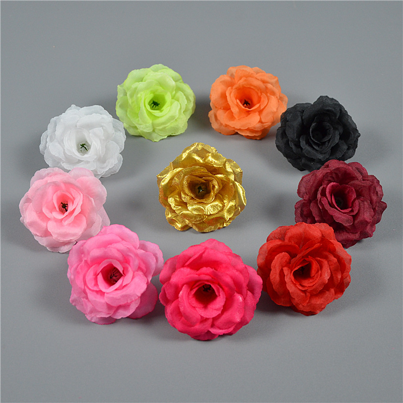 Simulated Small Rose Flower 6cm Silk Rose Head Wholesale Hat Decoration Flower Head Wedding Flower Wall Flower Arrangement DIY