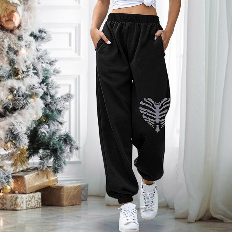 Amazon Foreign Trade Women's Wear Autumn and Winter New Velvet Sports Casual Pants Women's European and American Large Size Pants Harlan Pants Sweatpants