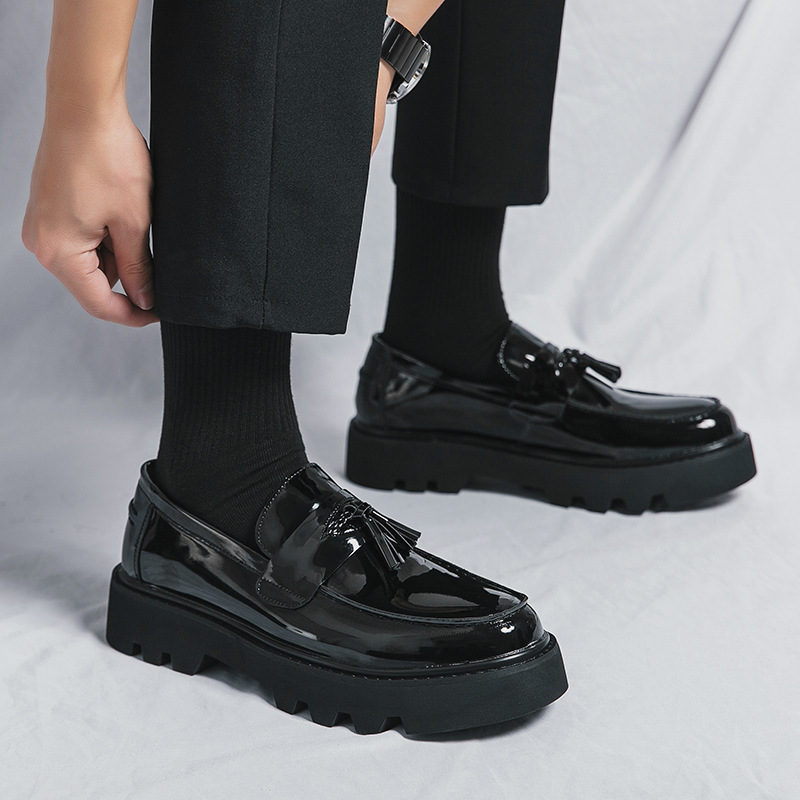 Cross-border plus size Dress Leather Shoes Men's Bright Face Legs Business Casual Shoes British Korean Style Matching Suit Men's Leather Shoes