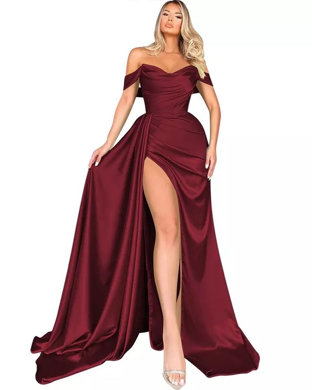 Picture of Bridesmaid Dress Floor-Length Evening Gown Slit Floor-Length Bridesmaid Evening Dress