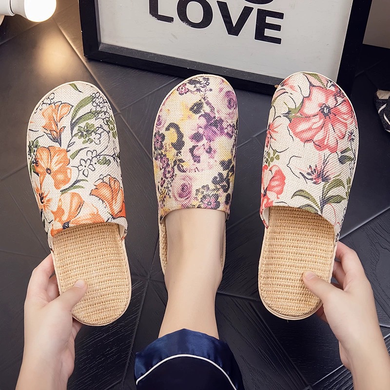 Four Seasons Baotou Linen Slippers Home Women's Spring and Autumn Indoor Couple's Cotton Linen Non-slip Slippers Men's Slippers