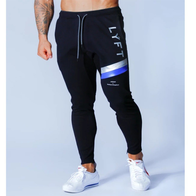 Muscle Boy New Sports Trousers Men's Running Cotton Slim-fit Skinny Pants Lace-up Foot Zipper Casual Sweatpants