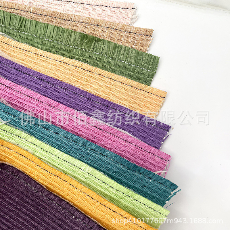Vintage style simulation grass cloth high-quality PP straw mat hat thick weave soft and high-grade woven luggage shoes hat material decorative fabric