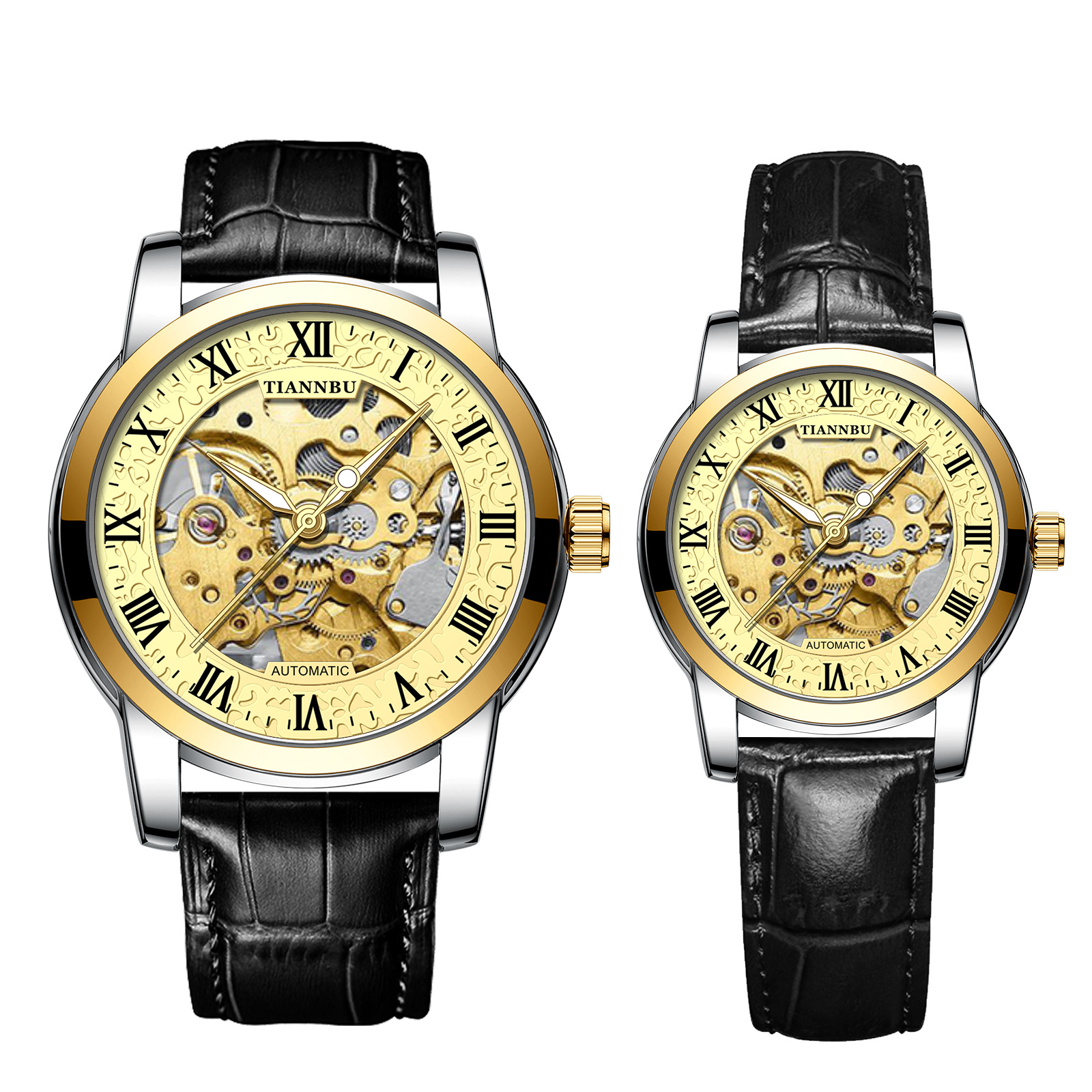 Couple Mechanical Watches, a Pair of Fully Automatic Mechanical Men's Watches, Hollow Fashion Trend Luminous Watches, Cross-Border E-Commerce Models
