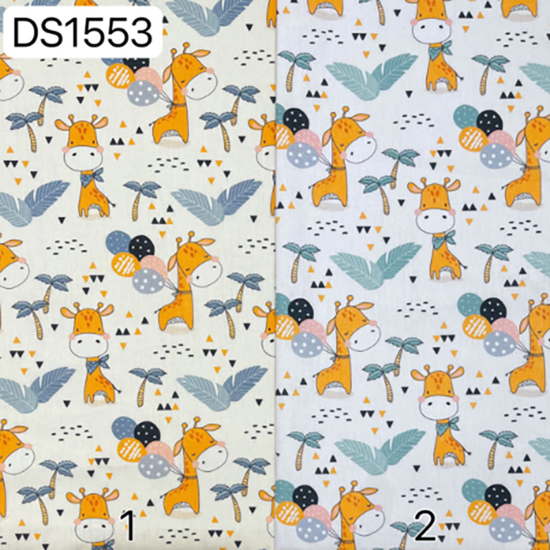 Cartoon giraffe balloon 40 cotton digital printed fabric cotton children's shirt cloth bag printed fabric