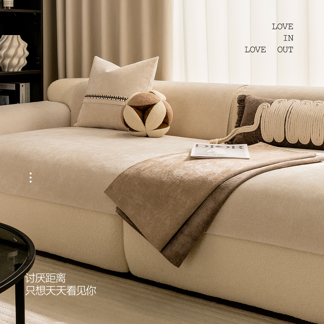 Sofa Cushion Solid Color Four Seasons Universal Non-slip Back Towel 2025 New Chenille Living Room Leather Sofa Cover Simple