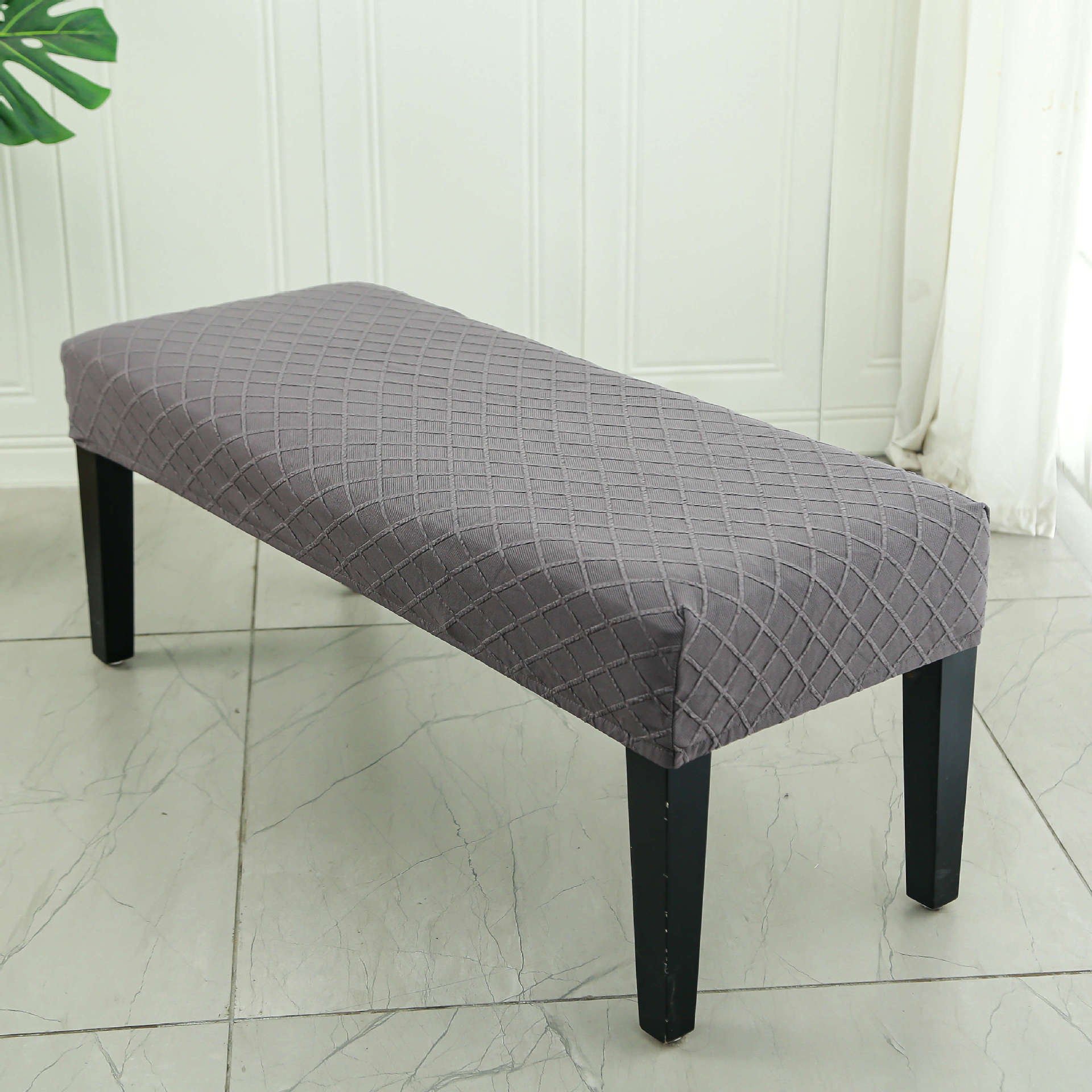Picture of Elastic Household Long Bench Cover Corn Plaid Thickened Piano Cover Makeup Stool Cover Shoe Changing Stool Cover