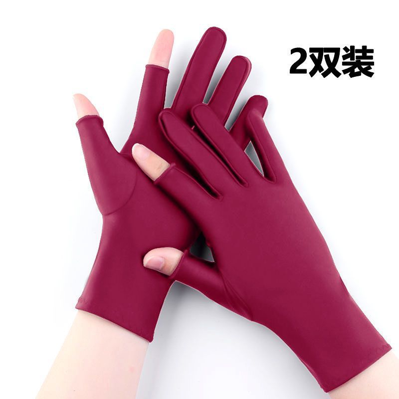 Women's gloves on behalf of the hair summer spring and autumn days leak dew two-finger picking tea sunscreen thin riding driving postage