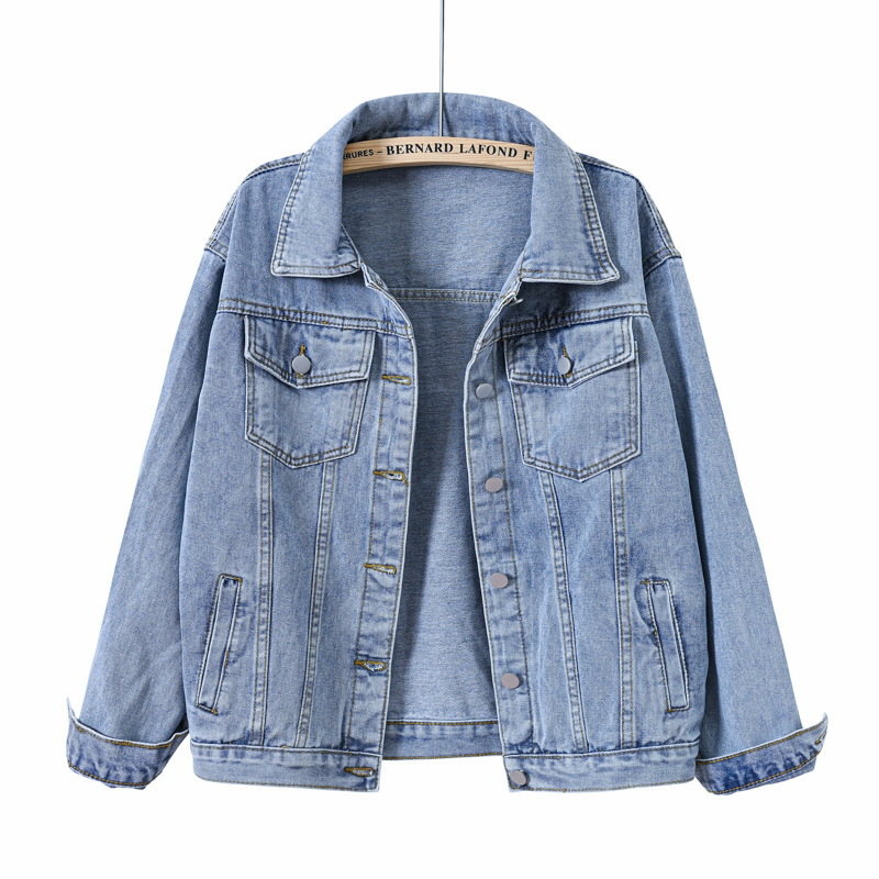 Spring and Autumn New Retro Blue Denim Jacket Women's Loose Korean Style plus size Foreign Trade Ins Trendy BF Style Top