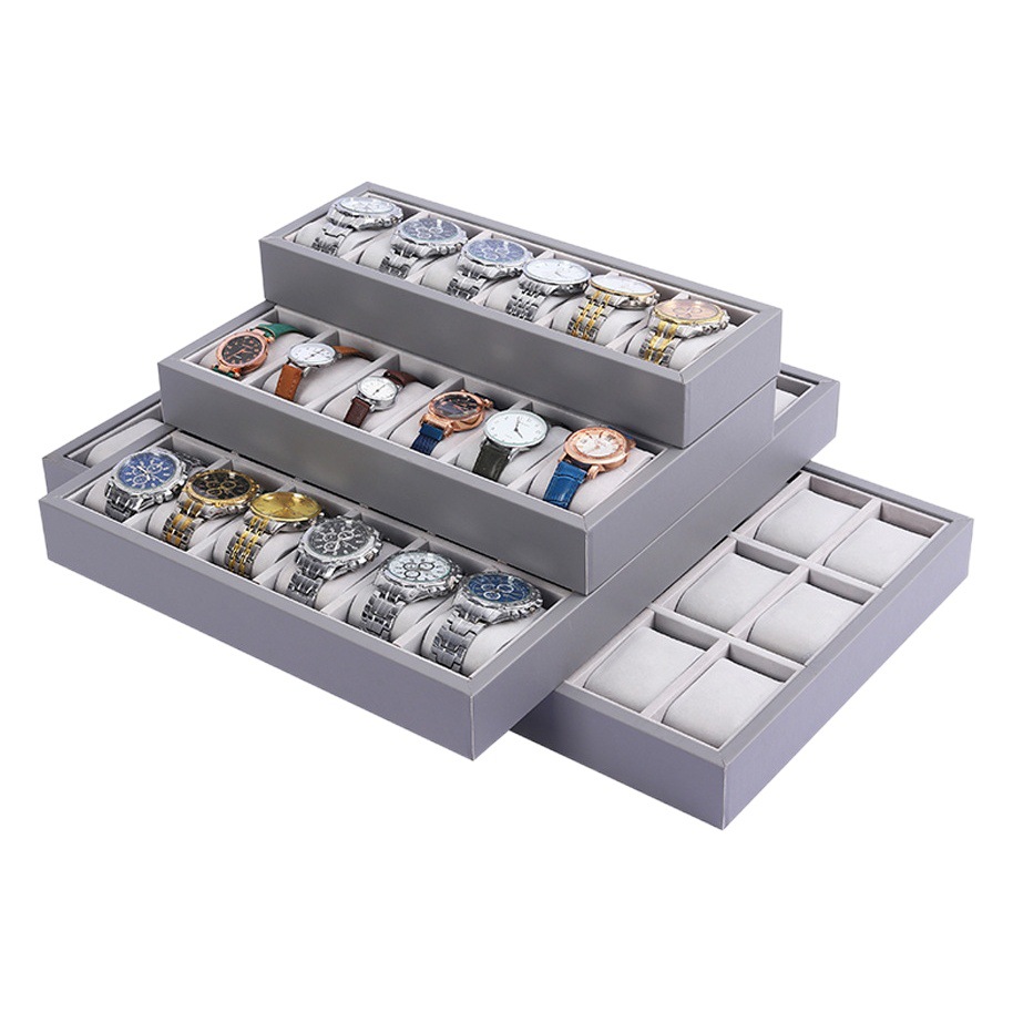Spot Gray Large-Capacity 30-Bit Watch Display Tray Live Broadcast Jewelry Stall Display Props