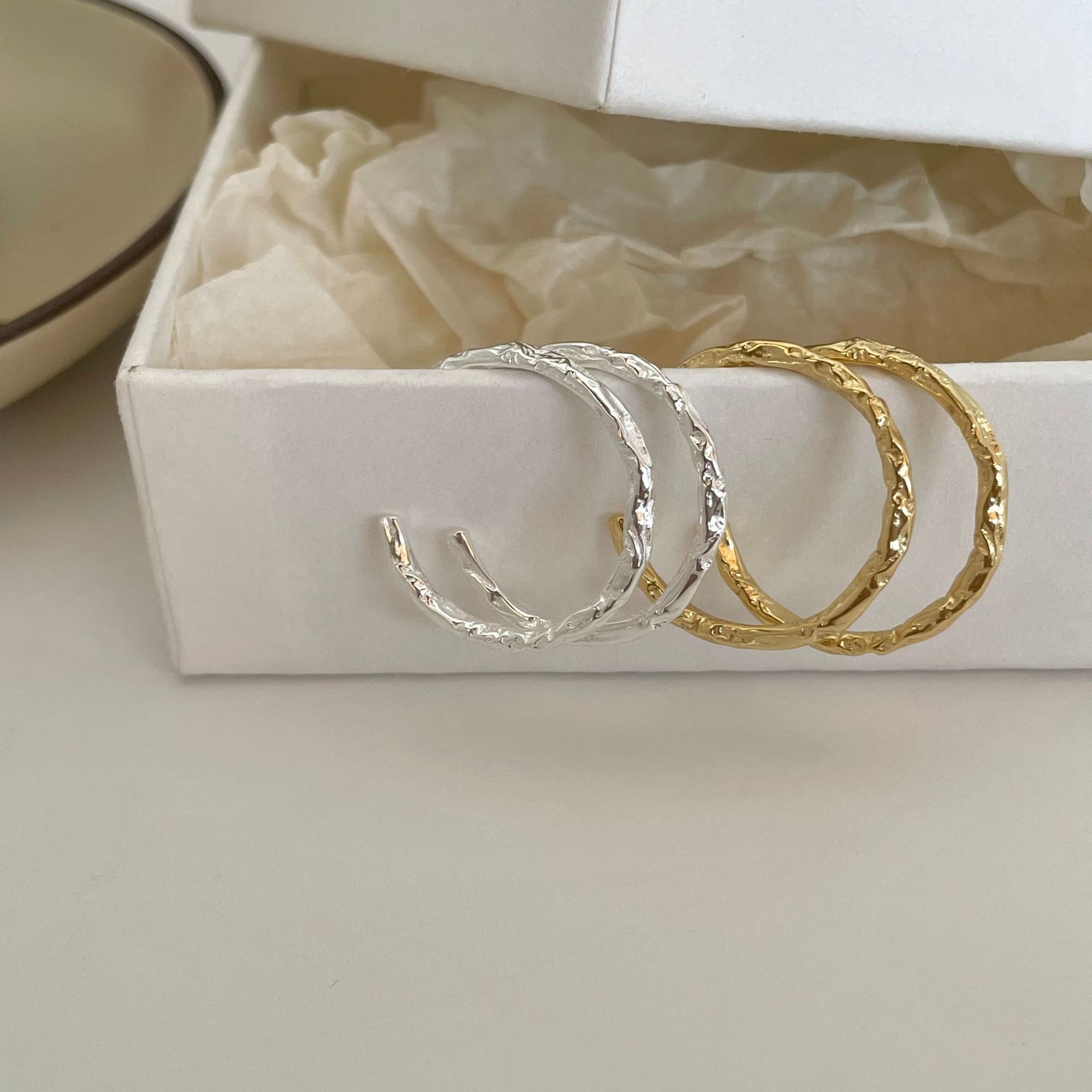 Korean Korean Style Women's 925 Sterling Silver Pleated Earrings Scandinavian Ins Style Normcore Shape Earrings