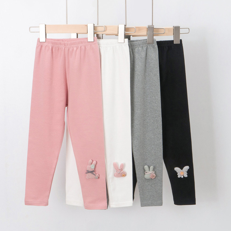 Picture of Wool Stand Girls' Leggings Spring Cartoon Children's Outer Wear Knitted Pants Girls Outer Wear Stretch Pants Solid Color