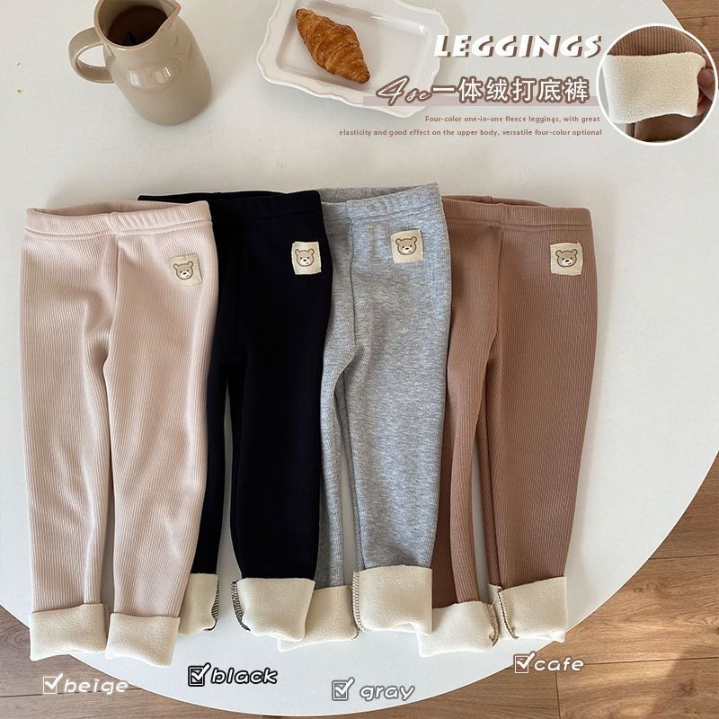 Picture of Autumn and Winter new Korean style Girls' one-piece velvet all-match leggings boys and girls baby plus velvet outer wear skinny pants trousers