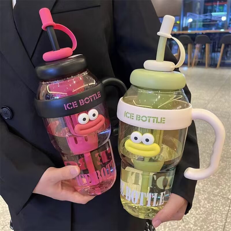 Picture of Lucky Belly Cup Large Capacity Big Mac Water Cup Tea Leakage Scented Tea Suction Tube Cup High Color Value Handle Convenient Ice Cup