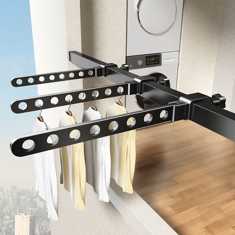 Folding Drying Hanger Punch-free Aluminum Alloy Balcony Windowsill Clip-on Guardrail Window Frame Anti-theft Window Drying