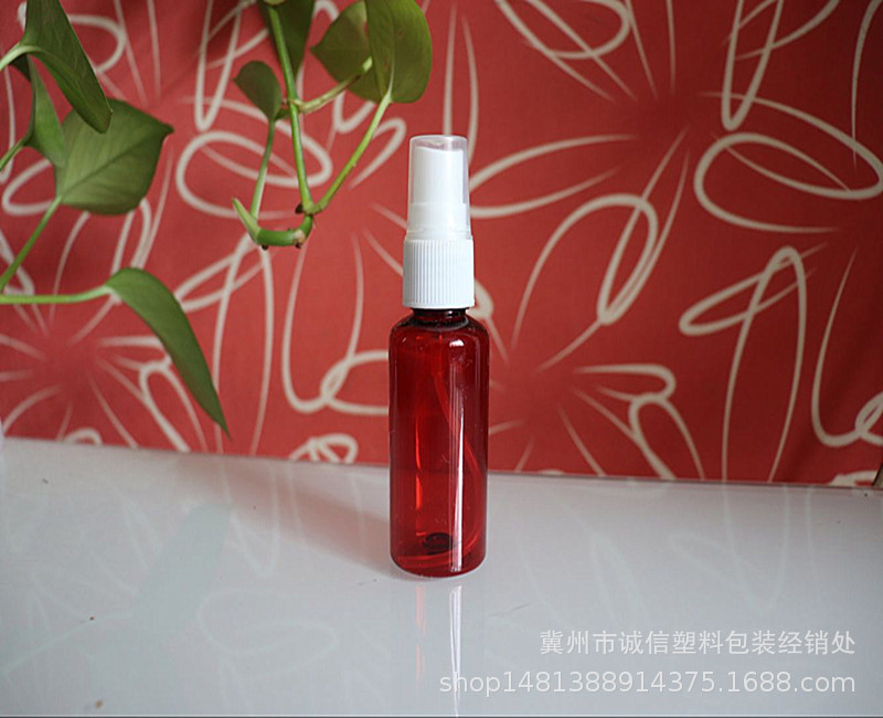 Factory supply in stock 30ml brown transparent spray bottle PET plastic bottle cosmetic bottle