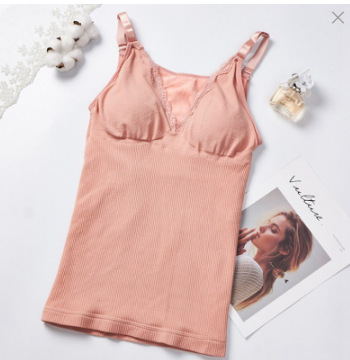 Picture of Autumn and winter New Hot warm vest seamless V-neck flower lace one-piece fixed Cup slim base underwear