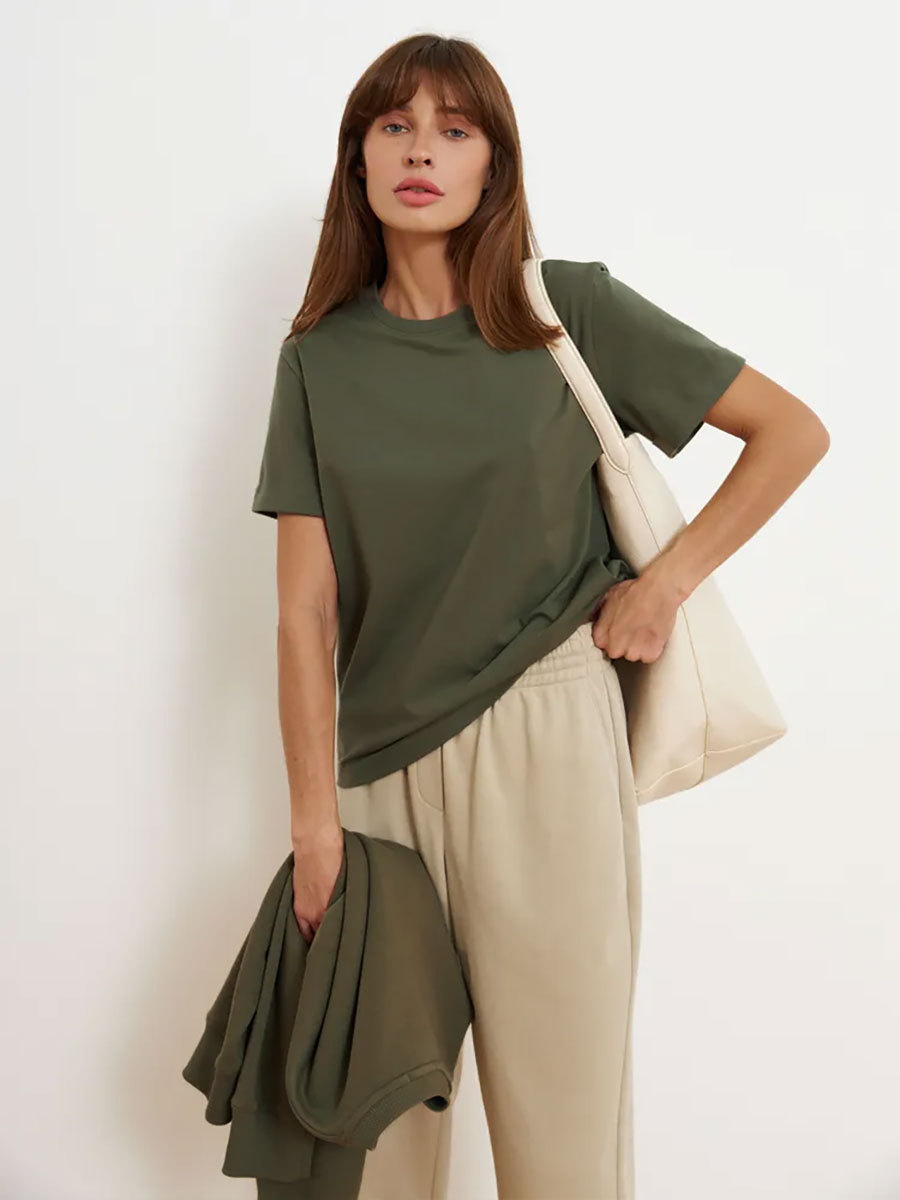 Picture of Cross-Border Short-Sleeved T-Shirt European and American 2025 Summer New Women's Fashion Casual Home Work Clothing Versatile Round Neck Short-Sleeved T-Shirt