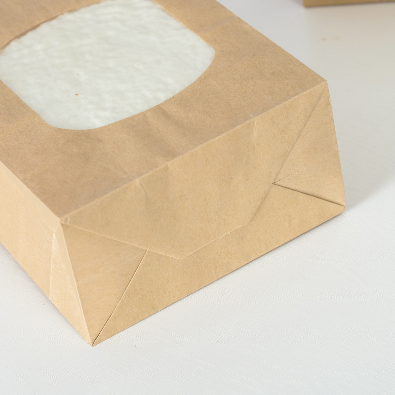 Picture of Spot Window Toast Bread Bag Kraft Paper Wire Baked Tea Snacks Transparent Packaging Paper Bag Manufacturer Wholesale