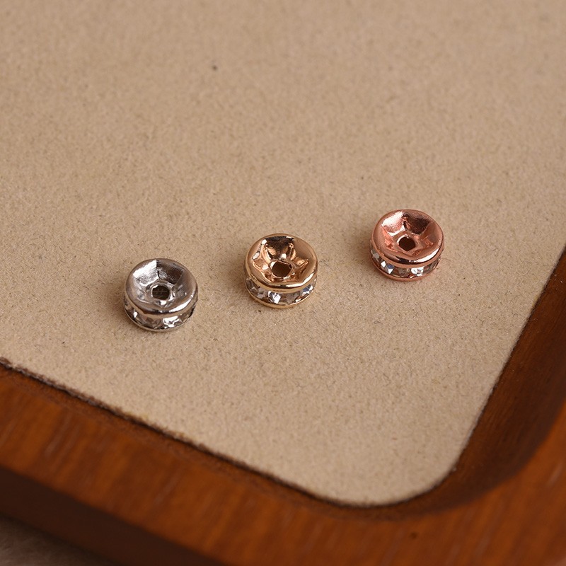 Picture of 14K gold inlaid zircon beads handmade diy jewelry diamond ring spacer round wheel beads loose beads accessories color retention