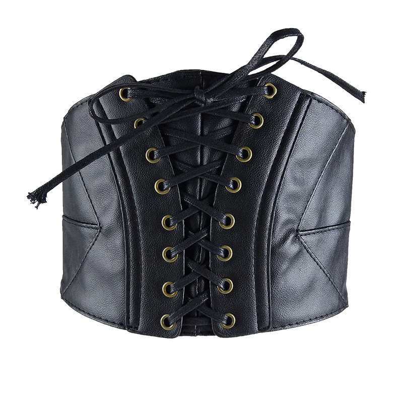 Women's Belt Decoration Cross-border European and American Abdominal Body Shaping PU Women's Imitation Belt All-match Retro Elastomer Waist Cover Outer Wear