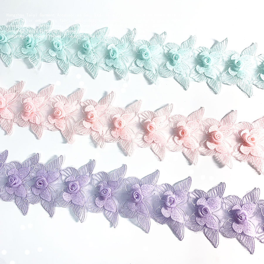 Fabric Stereo Bead Accessories DIY Wedding Dress Organza Fabric Handmade Gauze Butterfly Embroidery Lace