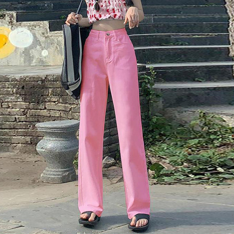 Picture of Korean version of jeans women's summer and autumn 2022 new high waist loose straight tube drape casual chubby girl wide leg pants tide