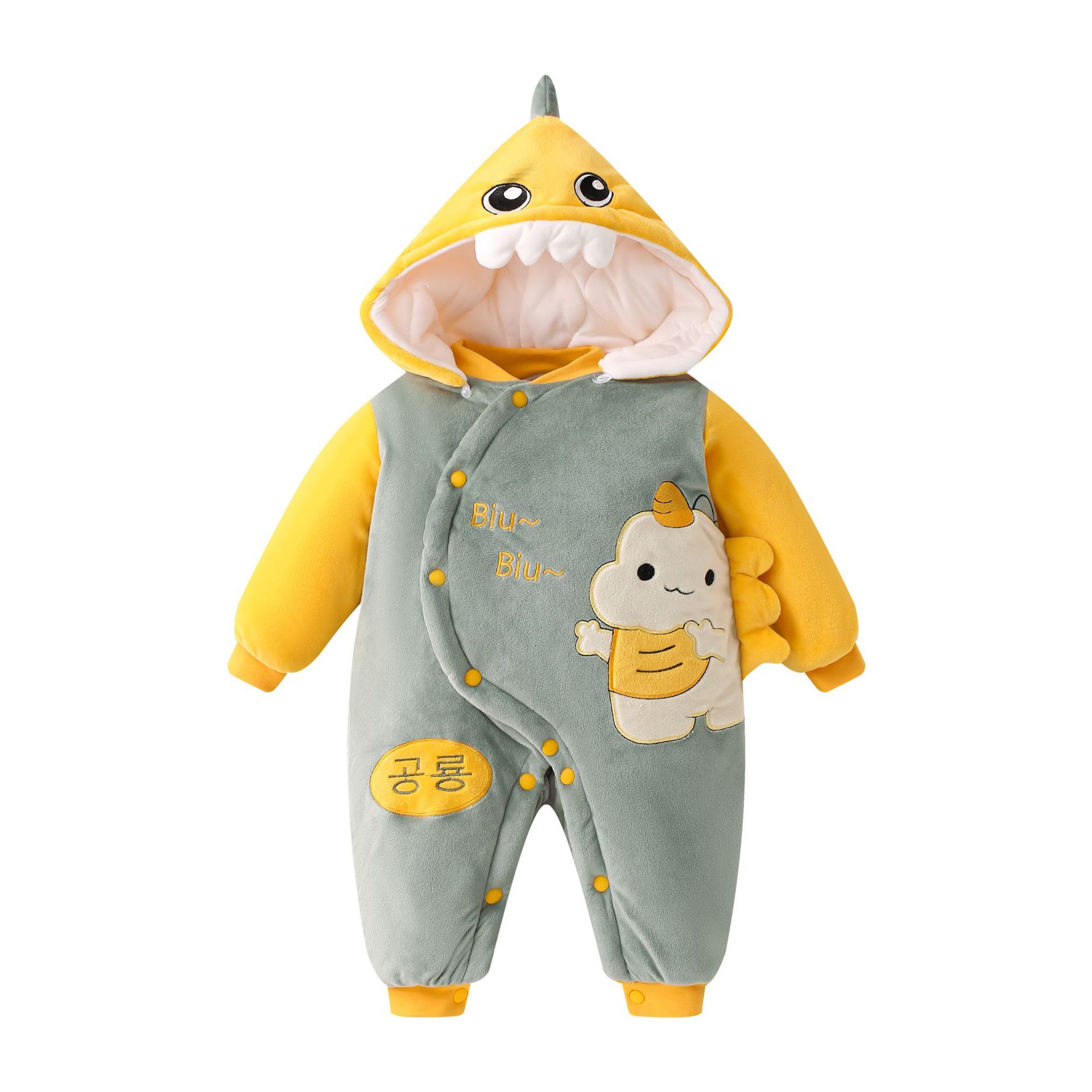 Picture of Baby Jumpsuit quilted super cute romper newborn cute cartoon clothes hooded baby romper
