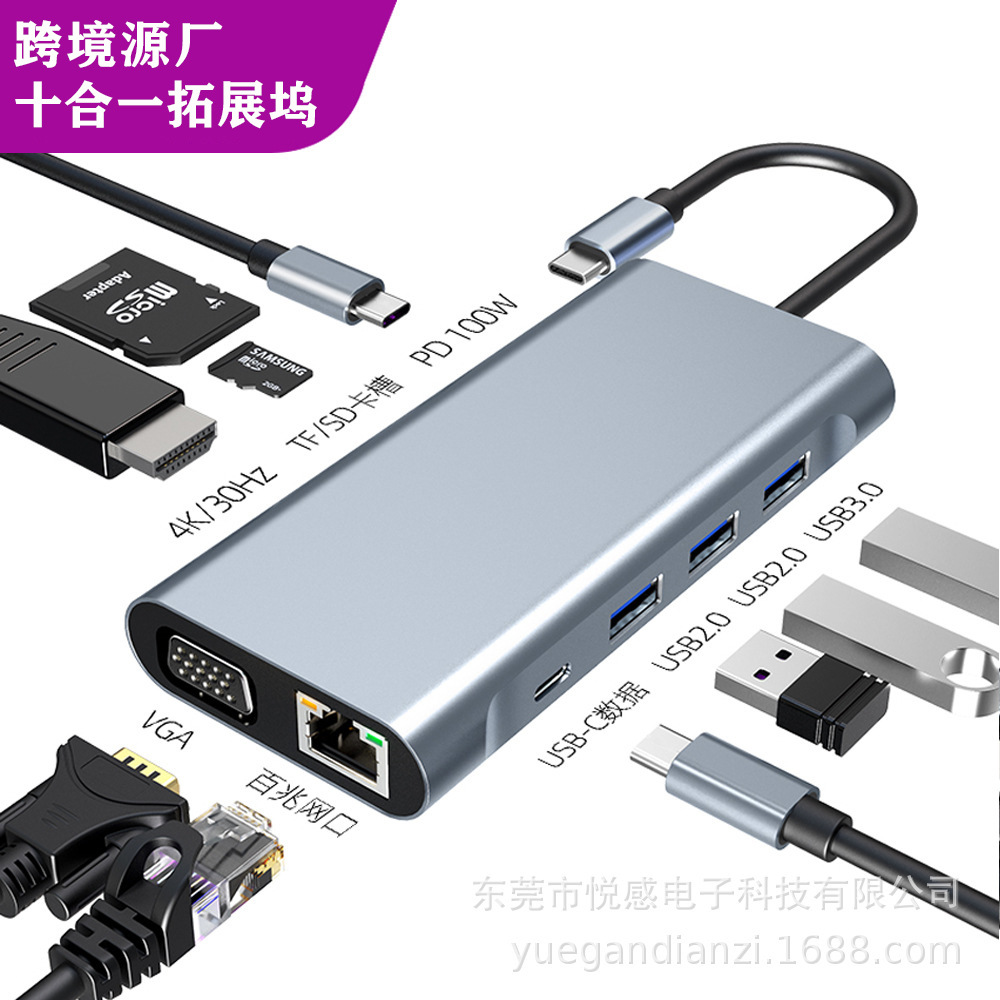 Picture of Cross-border multi-interface docking station type c hub3.0 hub usb splitter gigabit five-in-one docking station