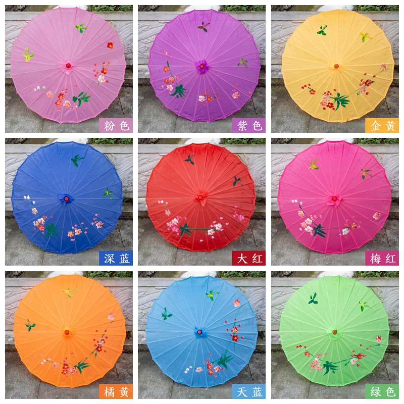 Picture of Classical Craft Umbrella Silk Cloth Outdoor Ceiling Decorative Oil Paper Umbrella Catwalk Dance Props COS Chinese Style Cheongsam Umbrella