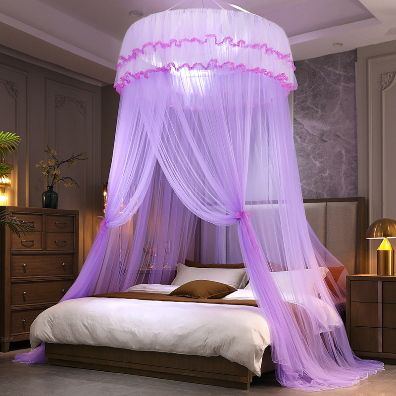 Picture of Mosquito net installation-free ceiling dome encryption foldable tattoo home 1.5 meters 1.8 bed princess wind ceiling floor