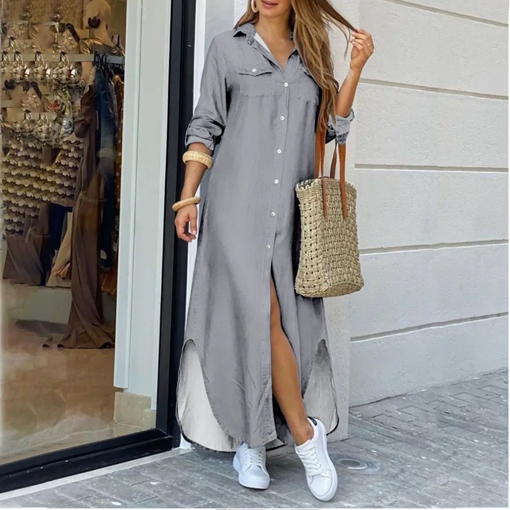 Picture of Cross-Border Women's Clothing Amazon 2025 European and American Spring and Summer New Printed Long-Sleeved Dress Fashionable Sexy Shirt Long Skirt