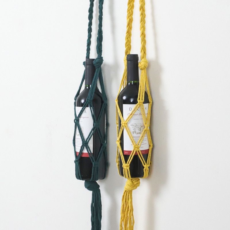 Cross-border pure cotton rope hand-woven mesh net bag red wine handbag red wine packaging reusable handbag