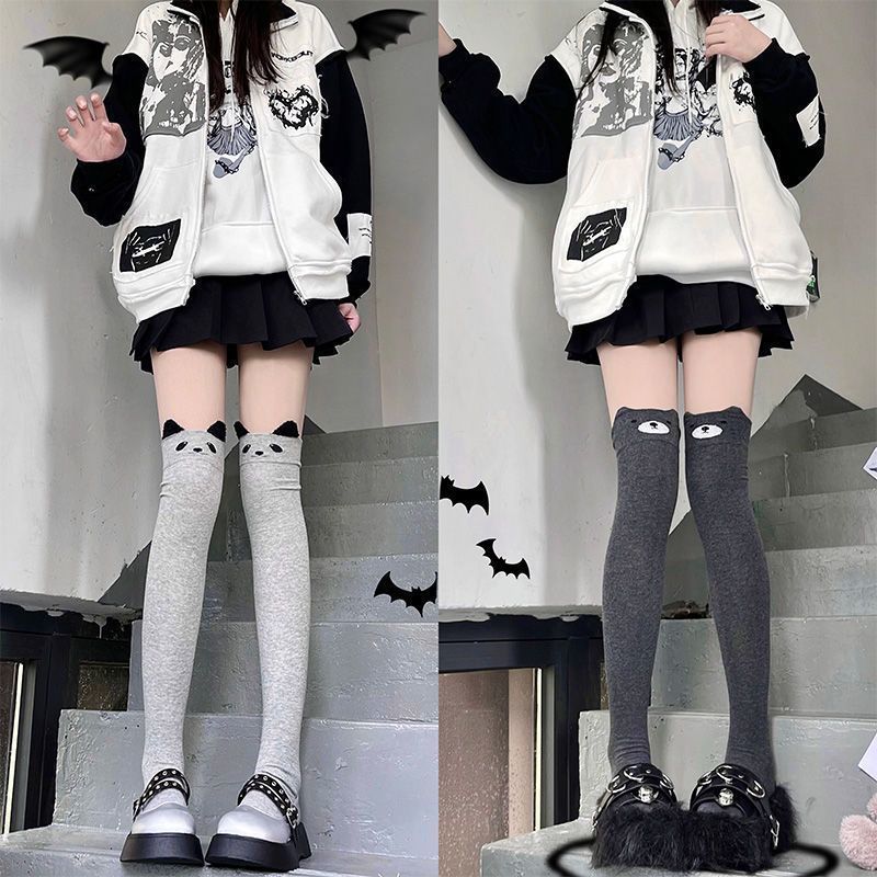 Long Knee Socks Cute Bear Socks Women's Spring and Autumn Soft Cute Cartoon Cat Knee High Socks All-match