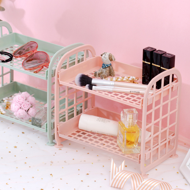 Double-layer Folding Desktop Finishing Storage Rack Kitchen Storage Rack Simple Household Washing Table Storage Rack Storage Rack