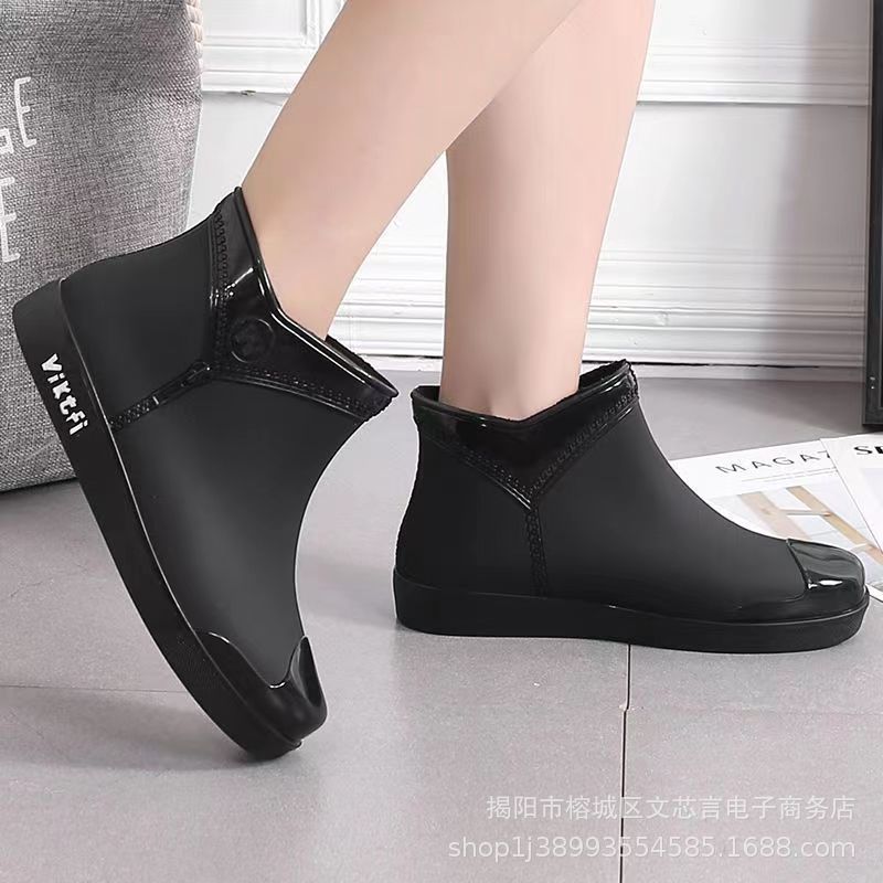 Black low-top water shoes low-top rain boots kitchen water boots outdoor set feet short rain shoes women's spring and autumn waterproof shoes wholesale