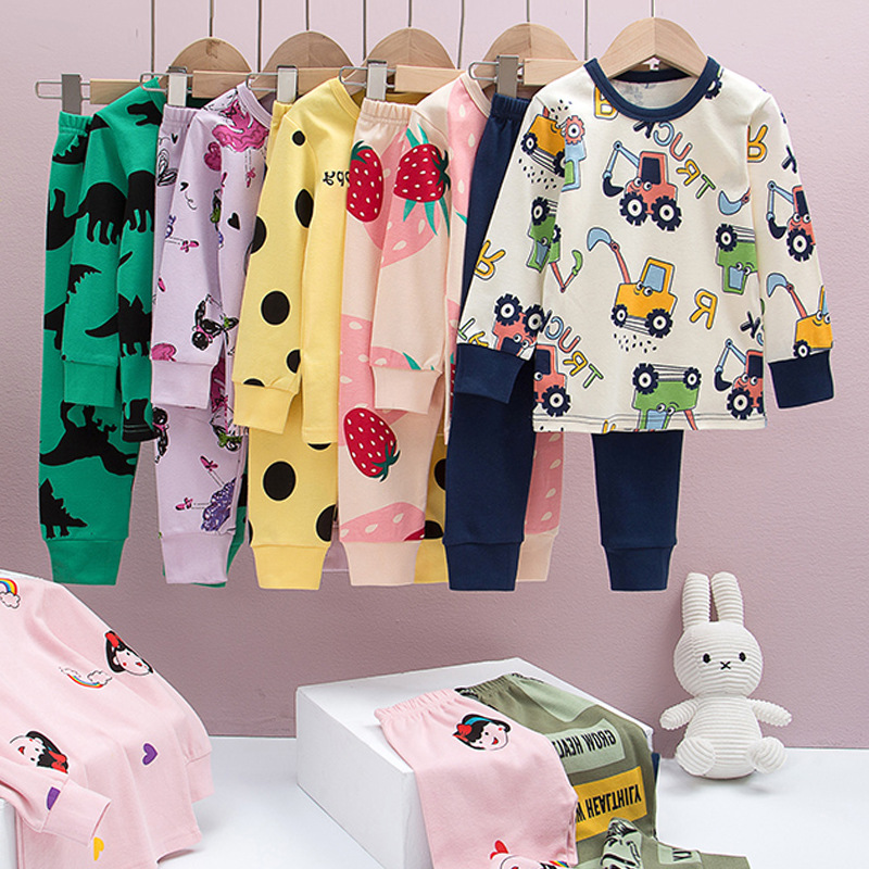 Picture of Children's autumn clothes long pants pure cotton boys' and girls' underwear suit cartoon children's autumn and winter new two-piece set bottoming