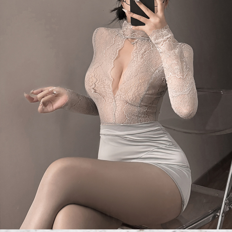 Picture of Secretary Uniform Hip Skirt Temptation Sexy Sex Uniform suit Can Wear Pure Deep V Exclusion Underwear Women