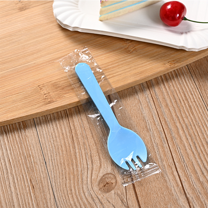Picture of Disposable fork fork spoon cake dessert salad spoon takeaway tableware fruit fork thickened independent packaging wholesale