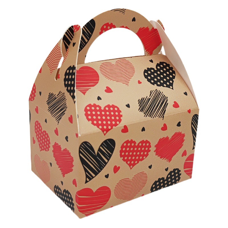 24 Pack Valentine's Day Gift Packaging Box Horn Original Color Mori Heart-Shaped Candy Box Holiday Party Portable Box