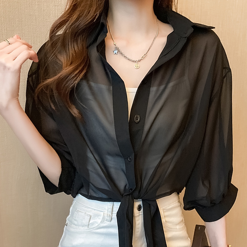 Picture of Chiffon Cardigan Top Coat Thin Summer Sling Skirt Outer Short Small Shawl Sunscreen Women's All-match