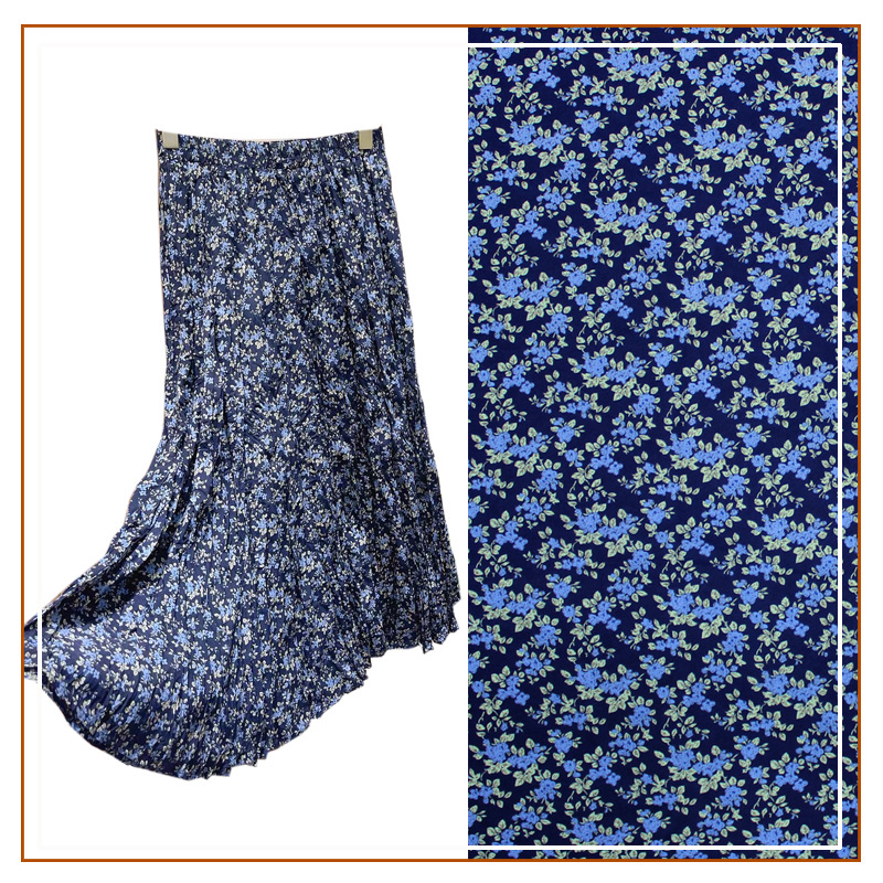 Hibiscus Linen Small Floral Print Fabric Dress Shirt Suspender Skirt Women's Online Hot Selling Women's Skirt Fabric