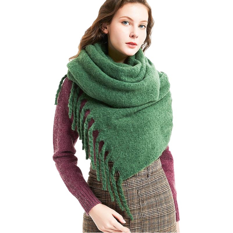 European and American Autumn and Winter New Thick Tassel Circle Sand Solid Color Scarf Women's Thickened Men's Shawl Manufacturer Wholesale