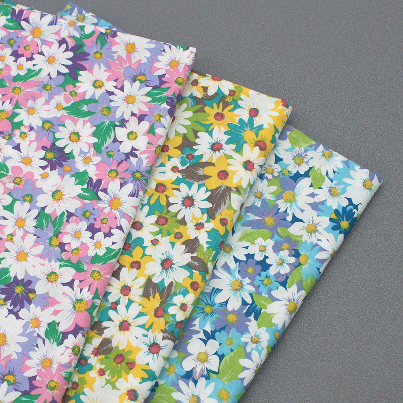 Pure Cotton Daisy Printed Fabric dress Clothing Clothing Fabric Pastoral Cotton Floral Cloth Plain Handmade Cloth